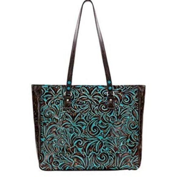 Patricia Nash Solaro Turquoise Leather Tote NWT - Picture 2 of 6
